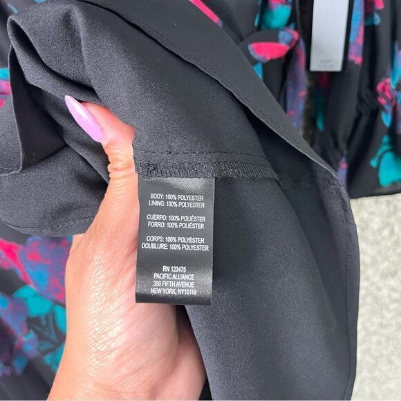 Tahari Dress Women’s 6 Floral Print Faux Wrap Tie Waist V-Neck NWT - Picture 6 of 7